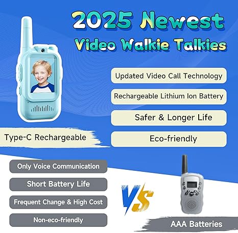 Kids Video Walkie Talkies, 2 Pack Long Range Walkie.