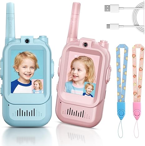 Kids Video Walkie Talkies, 2 Pack Long Range Walkie.